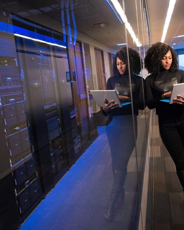Engineer working in a modern technology environment